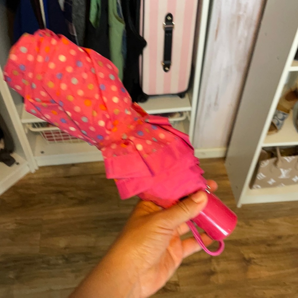 Pink polka dot umbrella